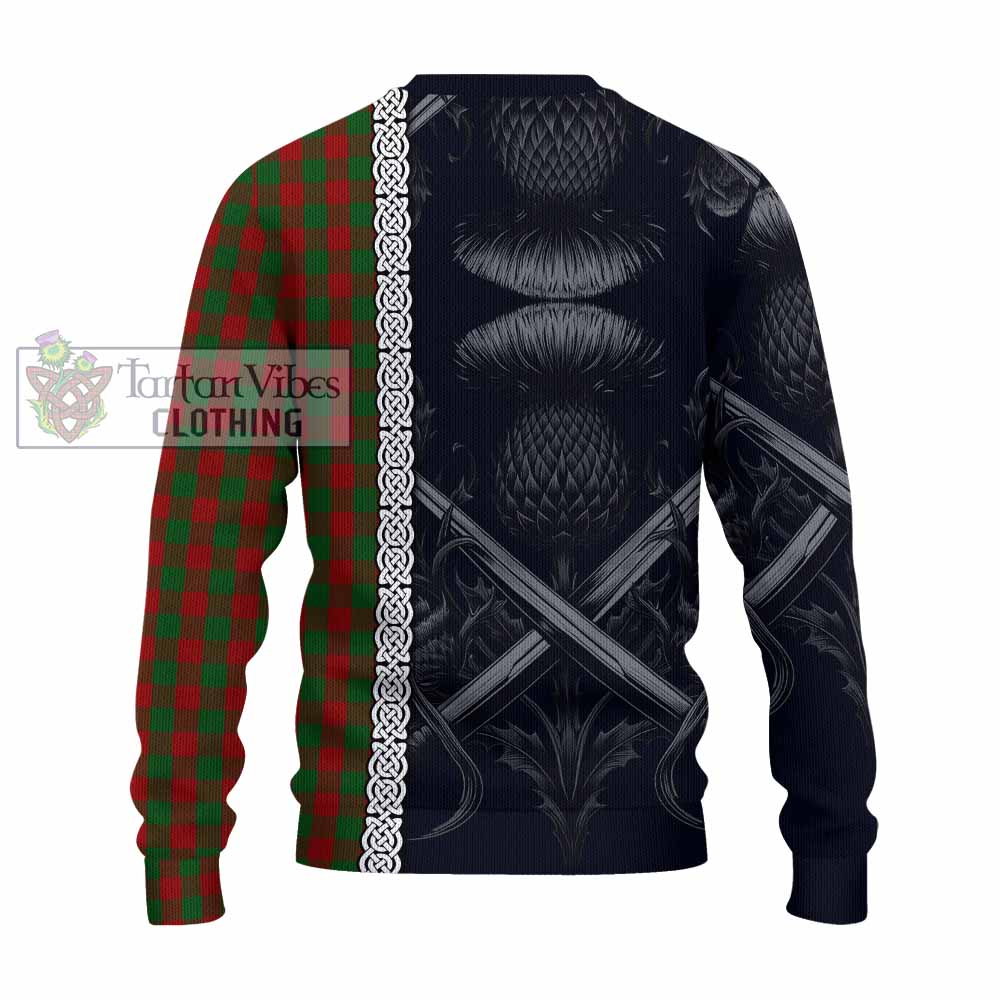 Moncrieff (Moncreiffe) Tartan Knitted Sweater with Family Crest Cross Sword Thistle Celtic Vibes - Tartan Vibes Clothing