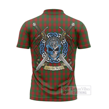 Moncrieff (Moncreiffe) Tartan Zipper Polo Shirt with Family Crest Celtic Skull Style - Tartan Vibes Clothing