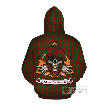 Moncrieff (Moncreiffe) Tartan Cotton Hoodie with Family Crest and Bearded Skull Holding Bottles of Whiskey Pullover Hoodie - Tartan Vibes Clothing