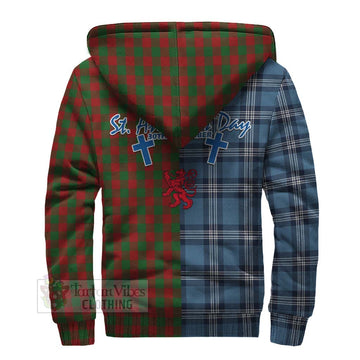 Moncrieff (Moncreiffe) Tartan Sherpa Hoodie Happy St. Andrew's Day Half Tartan Style - Tartan Vibes Clothing