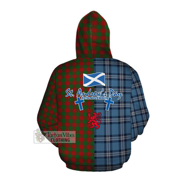 Moncrieff (Moncreiffe) Tartan Cotton Hoodie Happy St. Andrew's Day Half Tartan Style Pullover Hoodie - Tartan Vibes Clothing