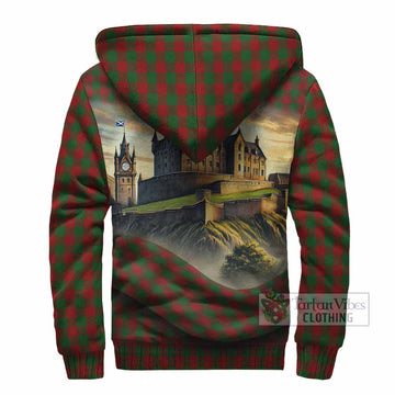 Moncrieff (Moncreiffe) Tartan Family Crest Sherpa Hoodie with Scottish Ancient Castle Style - Tartan Vibes Clothing