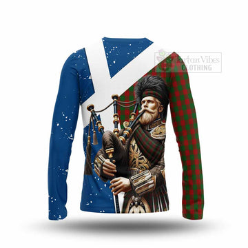 Moncrieff (Moncreiffe) Tartan Long Sleeve T-Shirt with Family Crest Scottish Bagpiper Vibes - Tartan Vibes Clothing