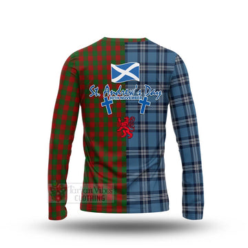 Moncrieff (Moncreiffe) Tartan Long Sleeve T-Shirt Happy St. Andrew's Day Half Tartan Style - Tartan Vibes Clothing
