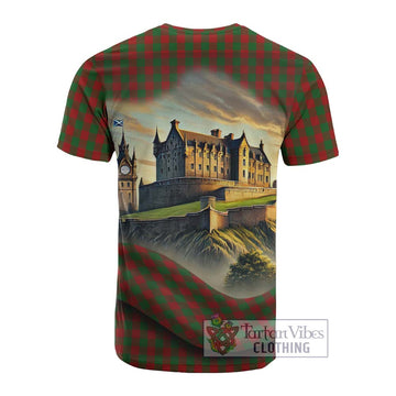 Moncrieff (Moncreiffe) Tartan Family Crest Cotton T-shirt with Scottish Ancient Castle Style