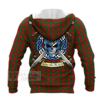 Moncrieff (Moncreiffe) Tartan Knitted Hoodie with Family Crest Celtic Skull Style - Tartan Vibes Clothing