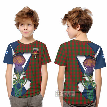 Tartan Vibes Clothing Moncrieff (Moncreiffe) Tartan Family Crest Kid T-Shirt Scottish Thistle Celtic Inspired