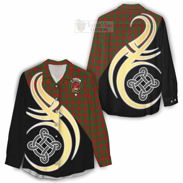 Moncrieff (Moncreiffe) Tartan Women's Casual Shirt with Family Crest and Celtic Symbol Style - Tartan Vibes Clothing