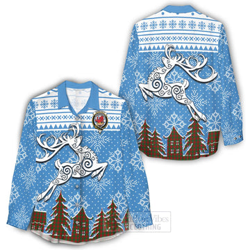 Moncrieff (Moncreiffe) Clan Christmas Women's Casual Shirt Celtic Reindeer Style - Tartan Vibes Clothing