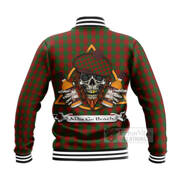 Moncrieff (Moncreiffe) Tartan Baseball Jacket with Family Crest and Bearded Skull Holding Bottles of Whiskey - Tartan Vibes Clothing