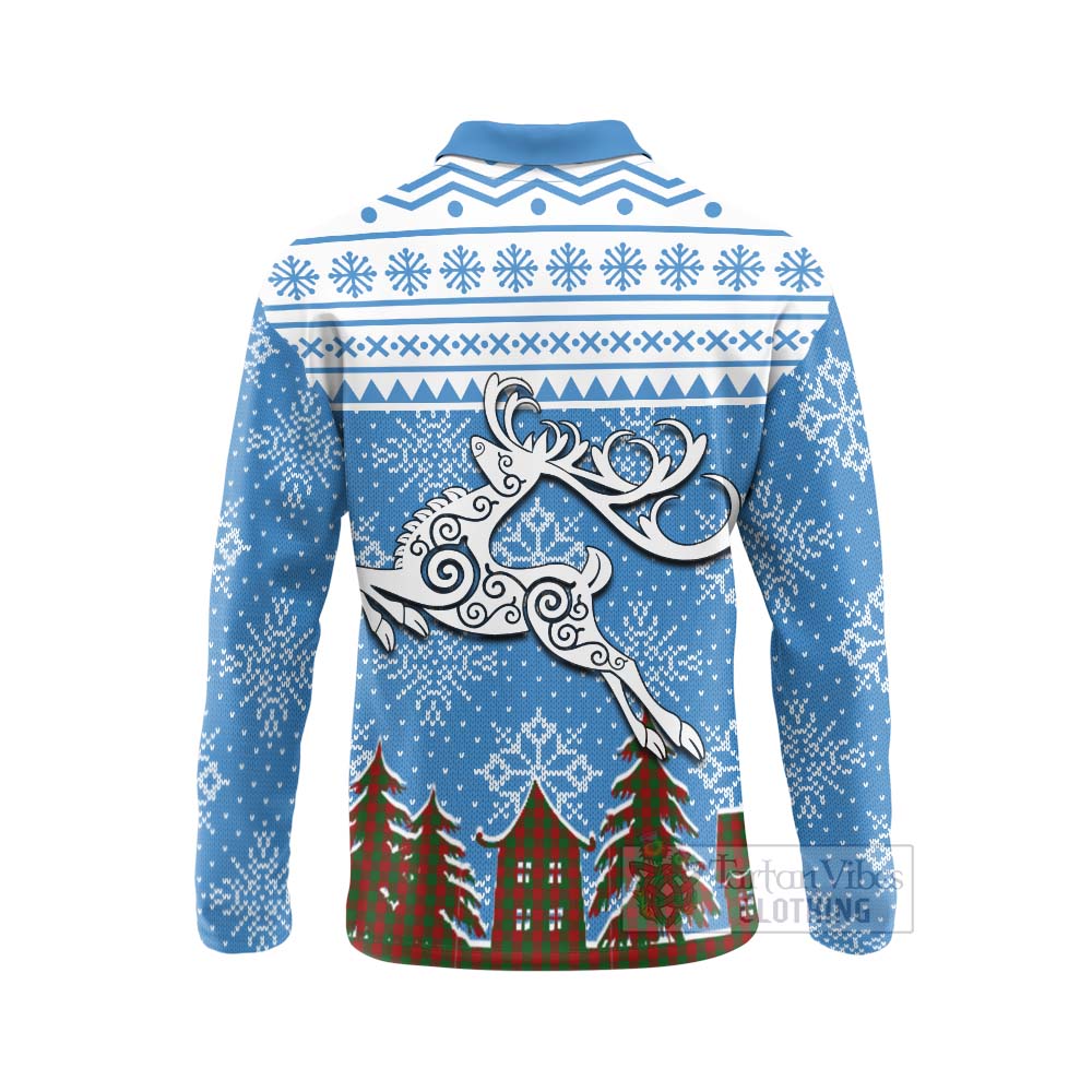 Moncrieff (Moncreiffe) Clan Christmas Long Sleeve Polo Shirt Celtic Reindeer Style - Tartan Vibes Clothing