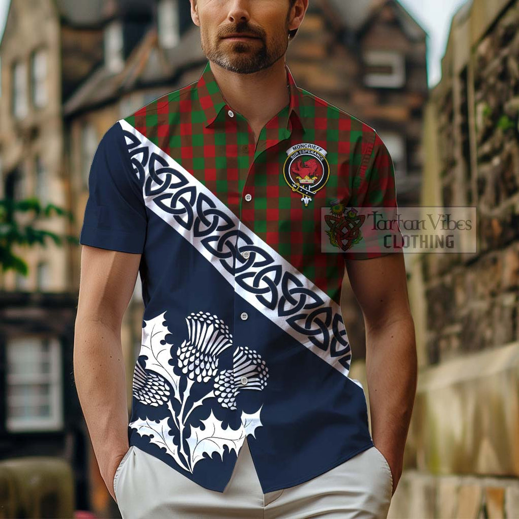 Moncrieff (Moncreiffe) Tartan Hawaiian Shirt Featuring Thistle and Scotland Map - Tartan Vibes Clothing