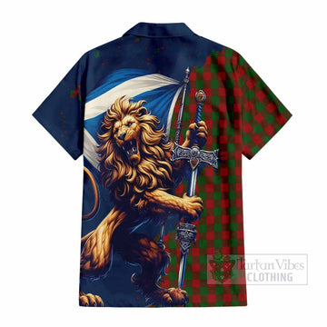 Moncrieff (Moncreiffe) Tartan Family Crest Hawaiian Shirt with Scottish Majestic Lion - Tartan Vibes Clothing