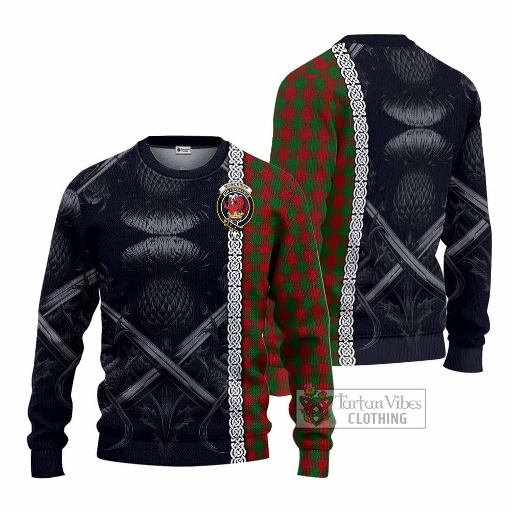 Moncrieff (Moncreiffe) Tartan Knitted Sweater with Family Crest Cross Sword Thistle Celtic Vibes - Tartan Vibes Clothing