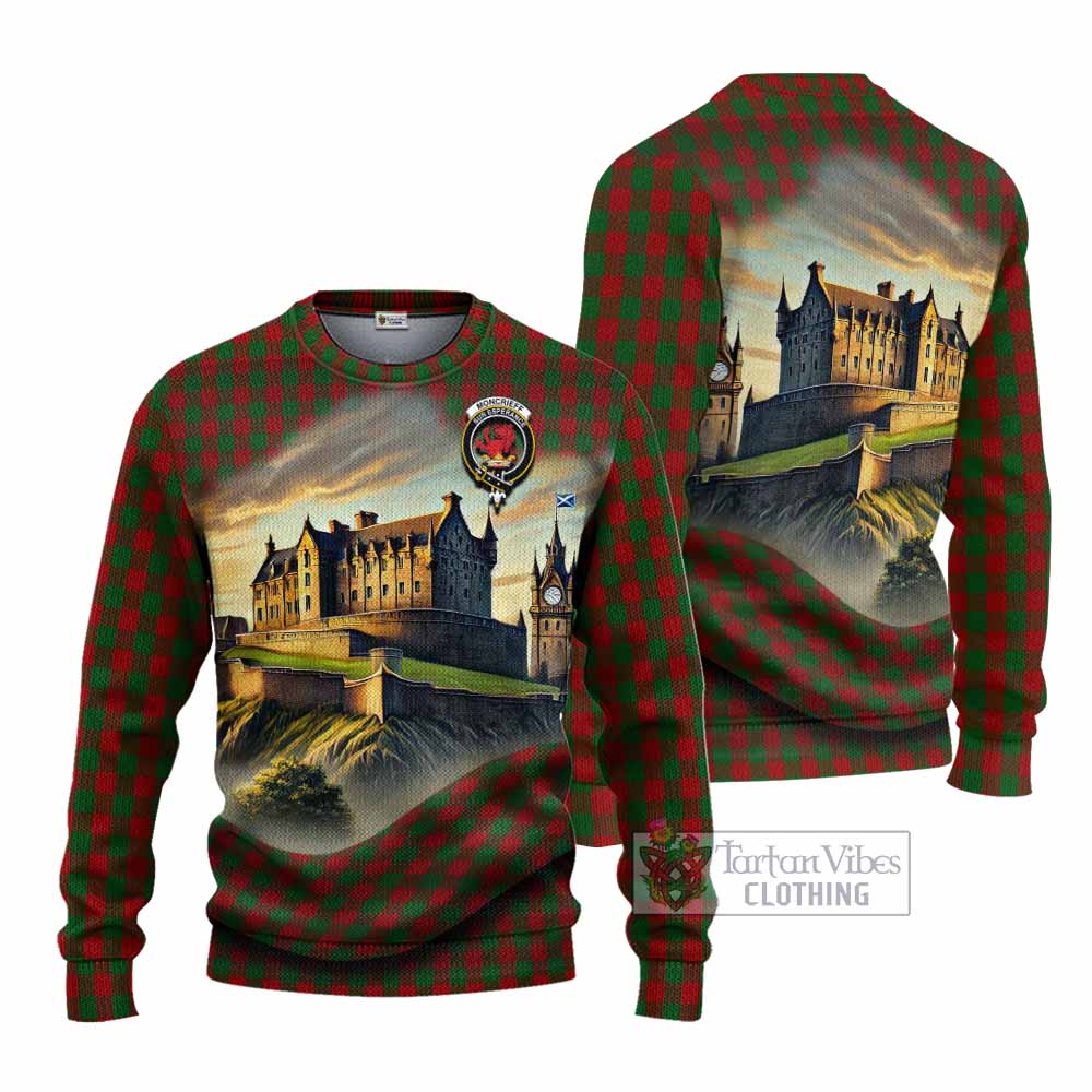Moncrieff (Moncreiffe) Tartan Family Crest Knitted Sweater with Scottish Ancient Castle Style - Tartan Vibes Clothing