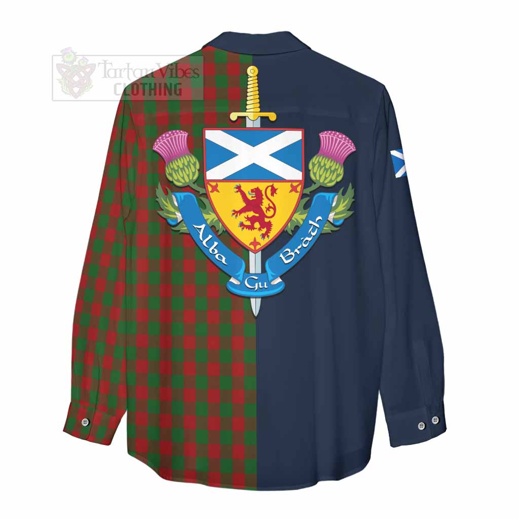 Moncrieff (Moncreiffe) Tartan Women's Casual Shirt Alba with Scottish Lion Royal Arm Half Style - Tartan Vibes Clothing