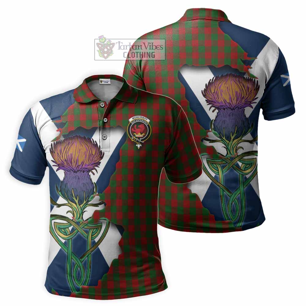 Tartan Vibes Clothing Moncrieff (Moncreiffe) Tartan Family Crest Polo Shirt Scottish Thistle Celtic Inspired