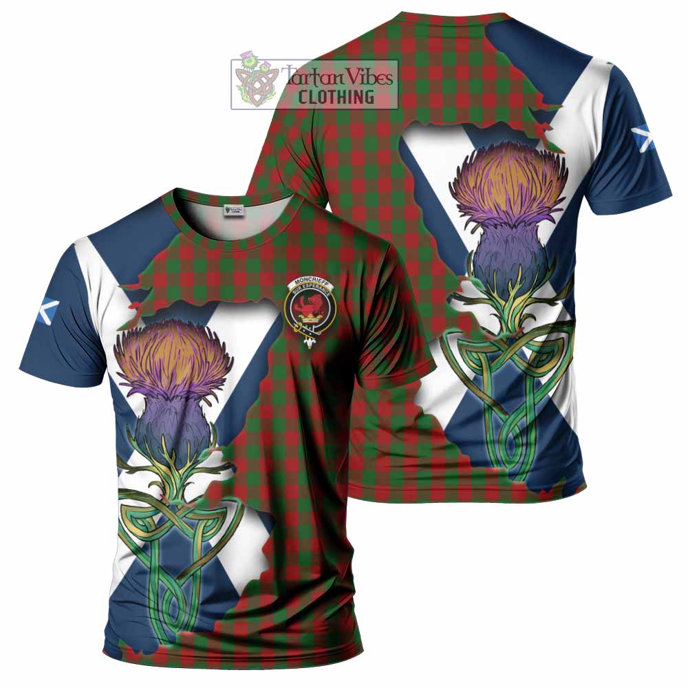 Moncrieff (Moncreiffe) Tartan Family Crest T-Shirt Scottish Thistle Celtic Inspired - Tartan Vibes Clothing