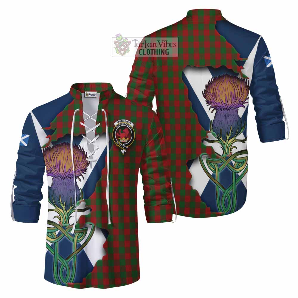 Tartan Vibes Clothing Moncrieff (Moncreiffe) Tartan Family Crest Ghillie Kilt Shirt Scottish Thistle Celtic Inspired