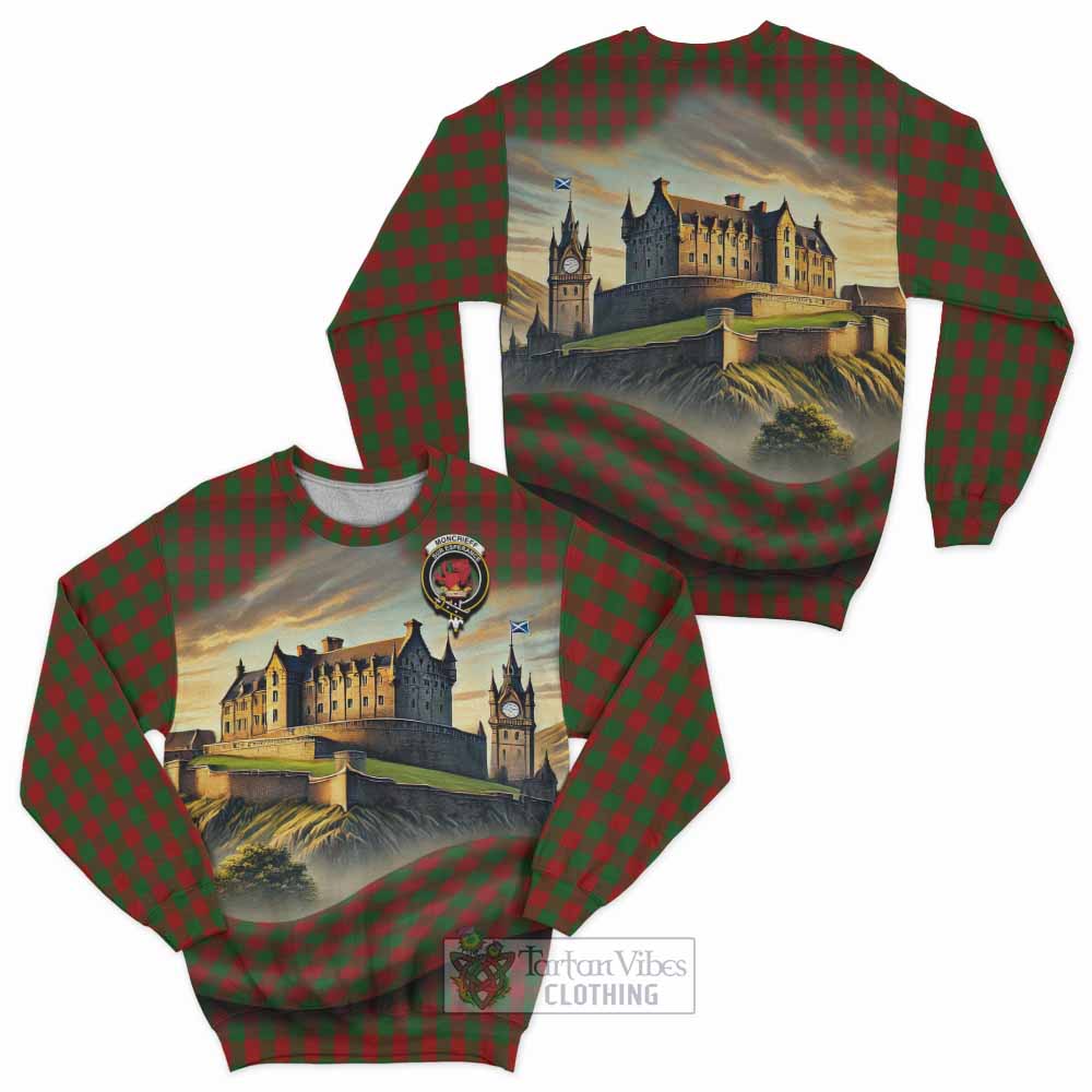 Moncrieff (Moncreiffe) Tartan Family Crest Sweatshirt with Scottish Ancient Castle Style - Tartan Vibes Clothing