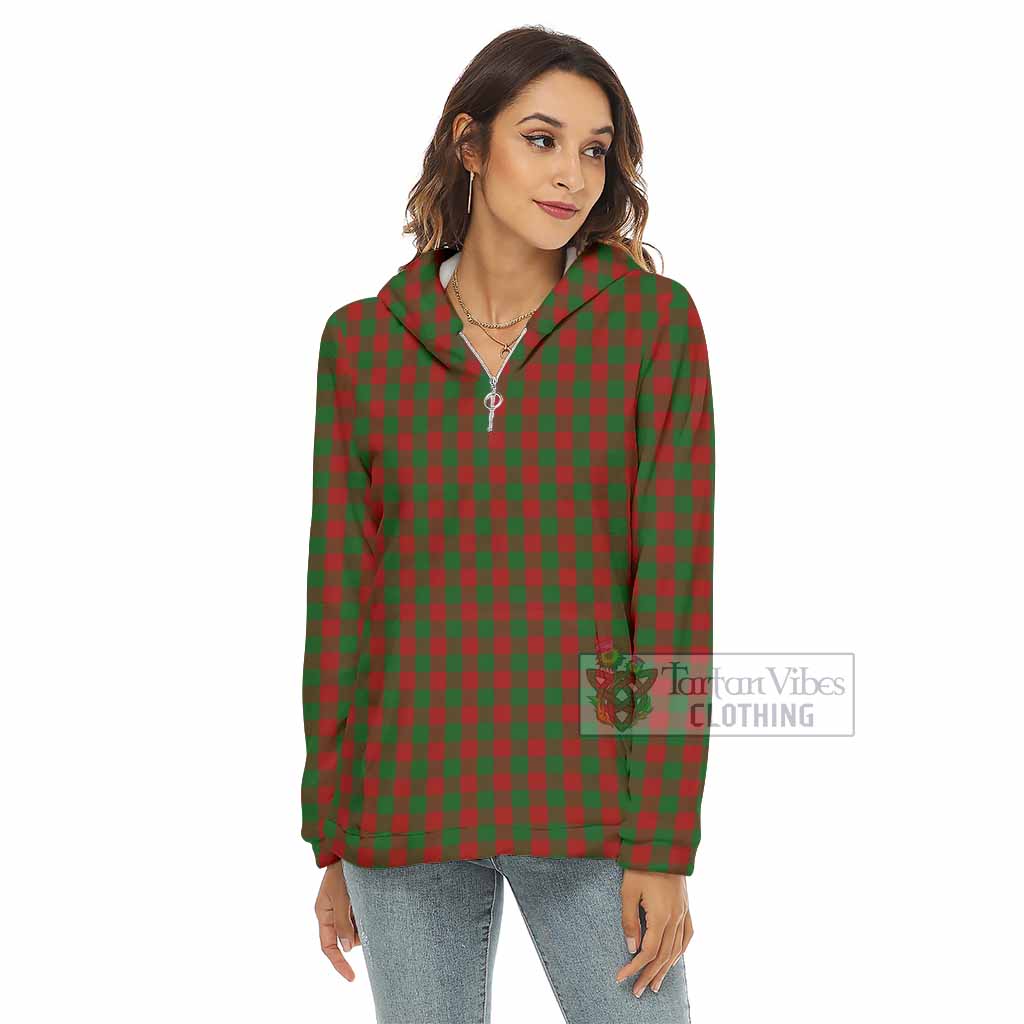 Moncrieff (Moncreiffe) Tartan Women's Borg Fleece Hoodie with Half Zip - Tartan Vibes Clothing