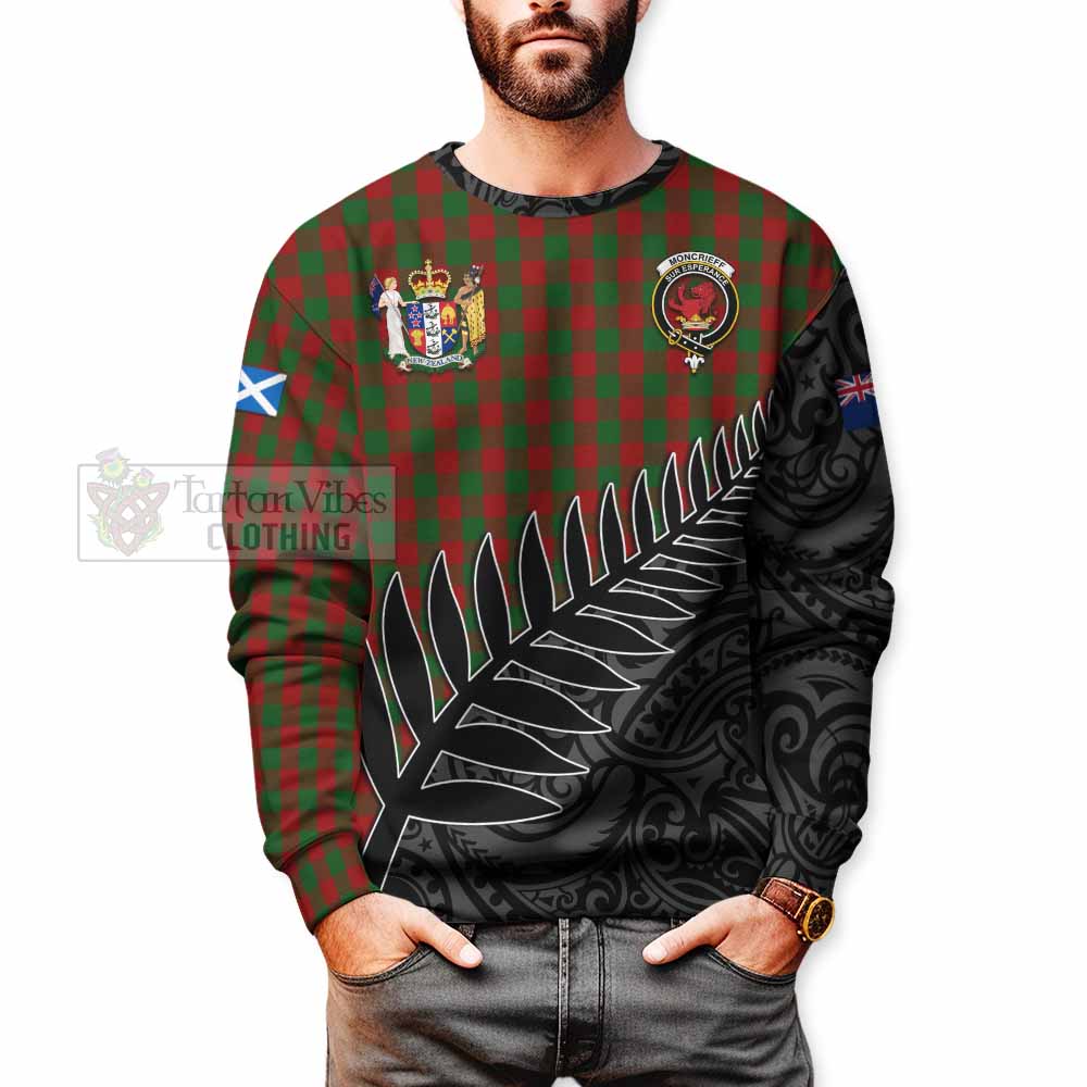 Moncrieff (Moncreiffe) Crest Tartan Sweatshirt with New Zealand Silver Fern Half Style - Tartan Vibes Clothing