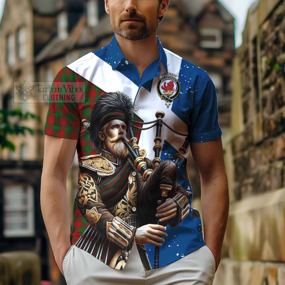 Moncrieff (Moncreiffe) Tartan Hawaiian Shirt with Family Crest Scottish Bagpiper Vibes - Tartan Vibes Clothing
