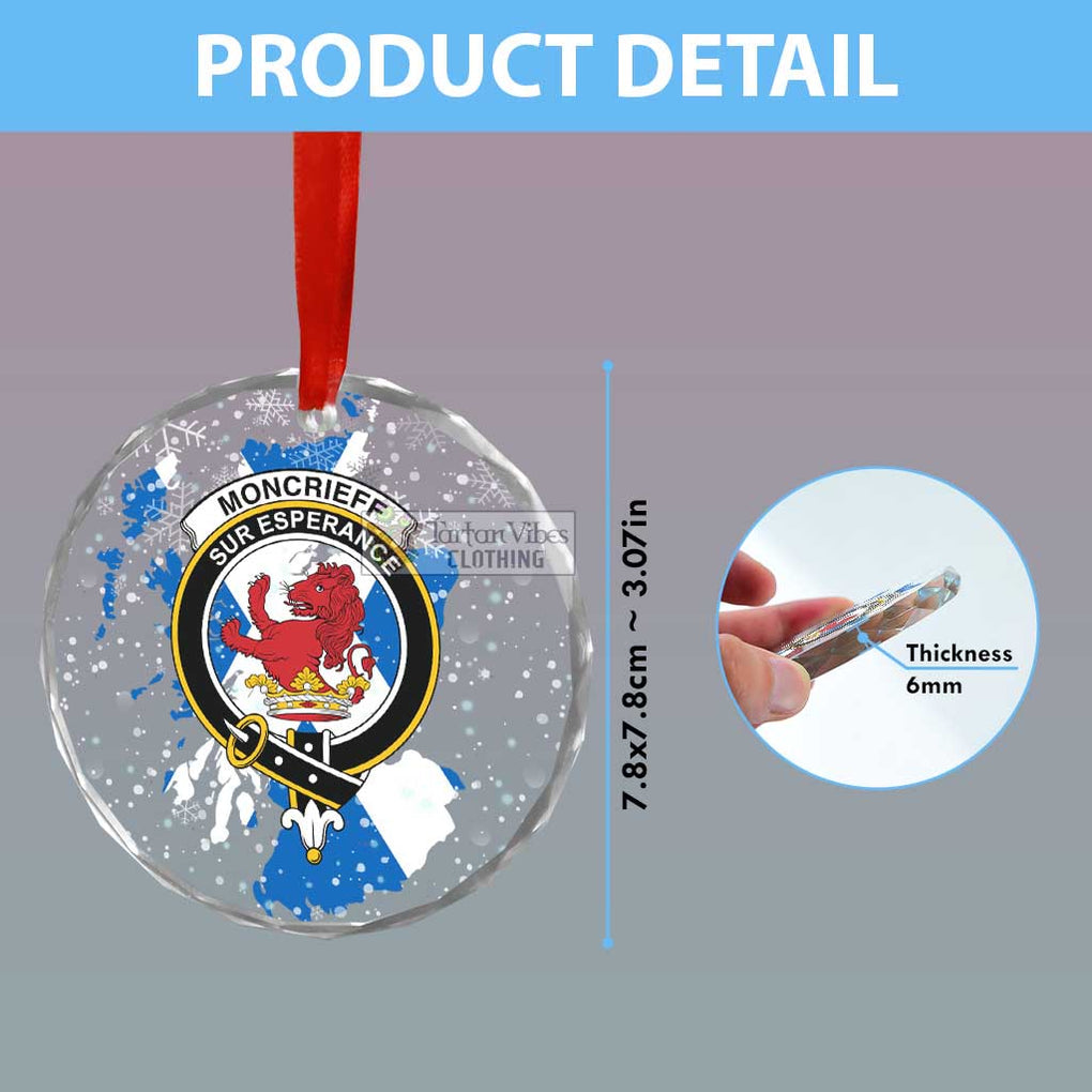 Moncrieff (Moncreiffe) Clan Crest Christmas Glass Ornament with Scotland Map - 2D-tartanvibesclothing