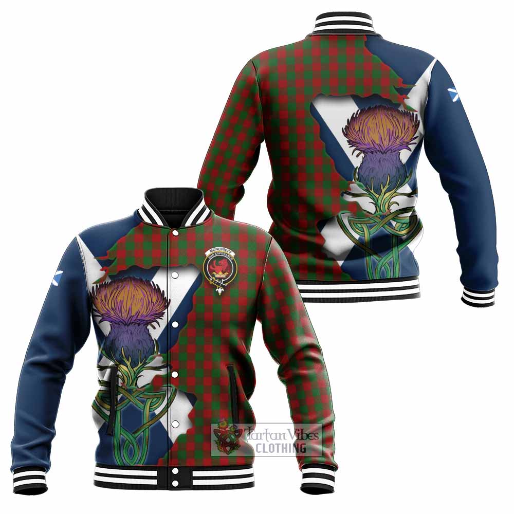 Tartan Vibes Clothing Moncrieff (Moncreiffe) Tartan Family Crest Baseball Jacket Scottish Thistle Celtic Inspired