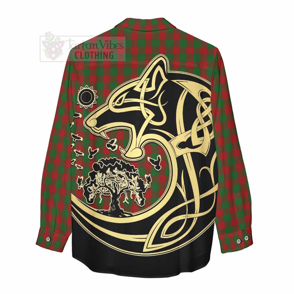 Moncrieff (Moncreiffe) Tartan Women's Casual Shirt with Family Crest Celtic Wolf Style - Tartan Vibes Clothing