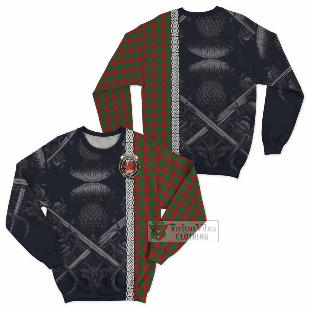 Moncrieff (Moncreiffe) Tartan Sweatshirt with Family Crest Cross Sword Thistle Celtic Vibes - Tartan Vibes Clothing