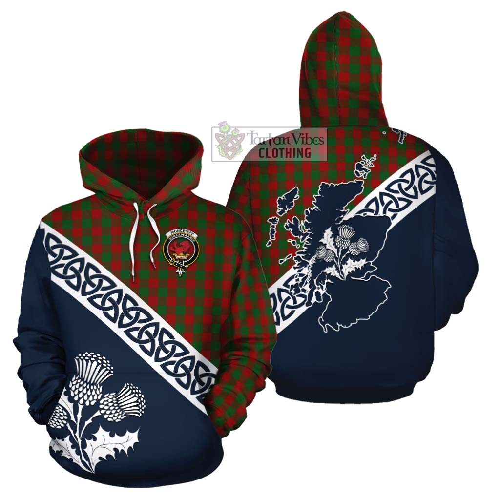 Moncrieff (Moncreiffe) Tartan Cotton Hoodie Featuring Thistle and Scotland Map Zip Hoodie - Tartan Vibes Clothing