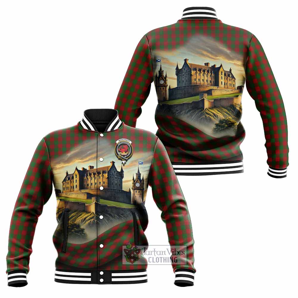 Moncrieff (Moncreiffe) Tartan Family Crest Baseball Jacket with Scottish Ancient Castle Style - Tartan Vibes Clothing