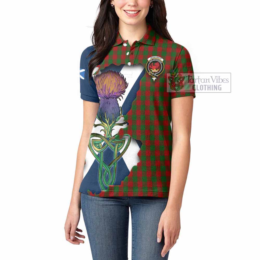 Tartan Vibes Clothing Moncrieff (Moncreiffe) Tartan Family Crest Women's Polo Shirt Scottish Thistle Celtic Inspired