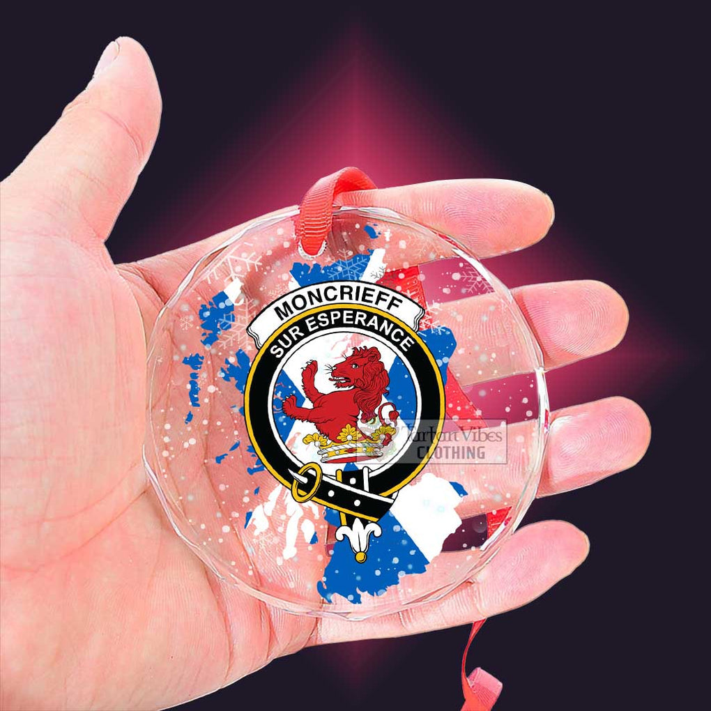 Moncrieff (Moncreiffe) Clan Crest Christmas Glass Ornament with Scotland Map - 2D-tartanvibesclothing