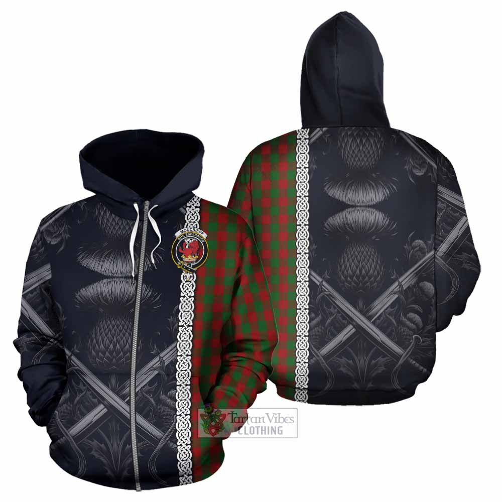 Moncrieff (Moncreiffe) Tartan Hoodie with Family Crest Cross Sword Thistle Celtic Vibes Zip Hoodie - Tartan Vibes Clothing