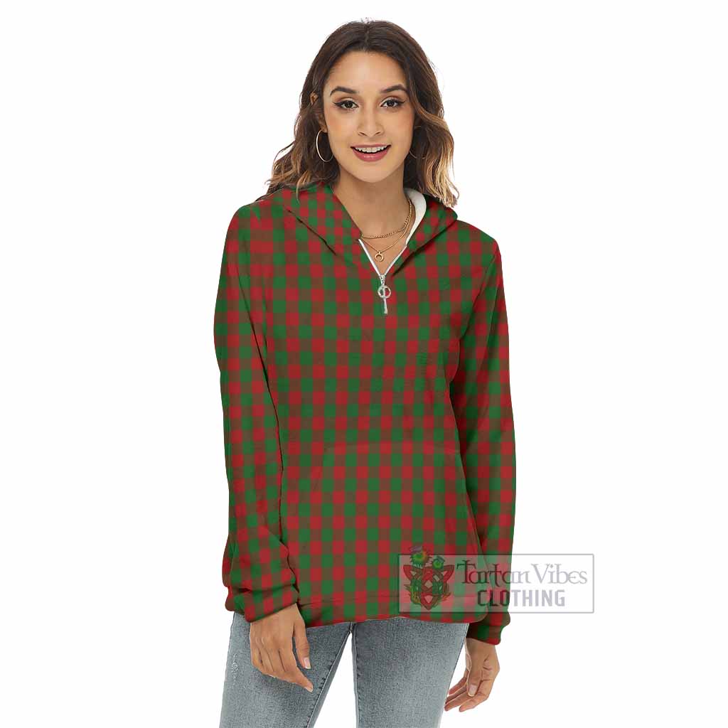 Moncrieff (Moncreiffe) Tartan Women's Borg Fleece Hoodie with Half Zip - Tartan Vibes Clothing