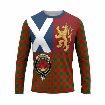 Moncrieff (Moncreiffe) Crest Tartan Long Sleeve T-Shirt with Lion Rampant Saltire Style