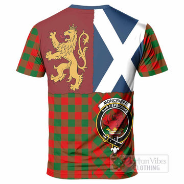 Moncrieff (Moncreiffe) Crest Tartan T-Shirt with Lion Rampant Saltire Style
