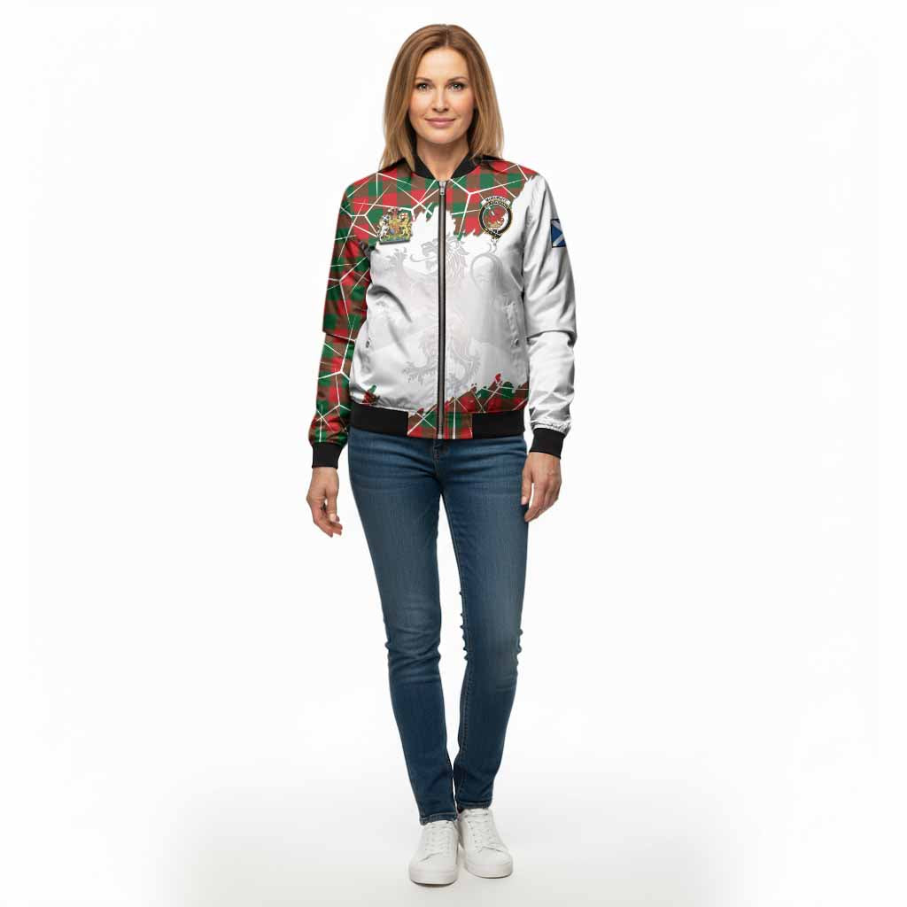 Moncrieff (Moncreiffe) Tartan Bomber Jacket with Family Crest and Lion Rampant Grunge Style