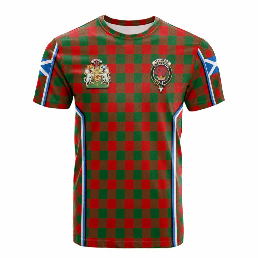 Moncrieff (Moncreiffe) Tartan Crest Cotton T-shirt Scotland Coat of Arm Flag Style - Tartan Vibes Clothing