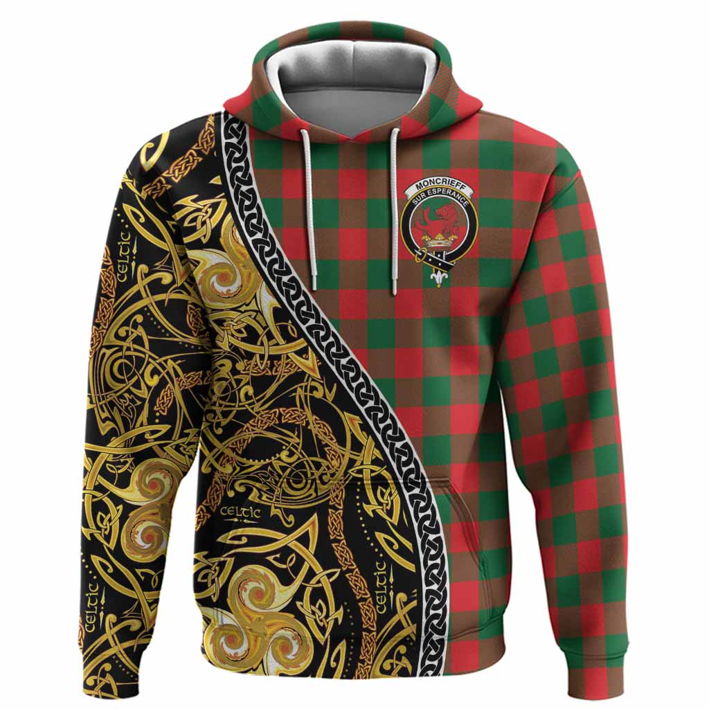 Moncrieff (Moncreiffe) Tartan Crest Hoodie Celtic Knot and Triple Trickle Spiral Symbols