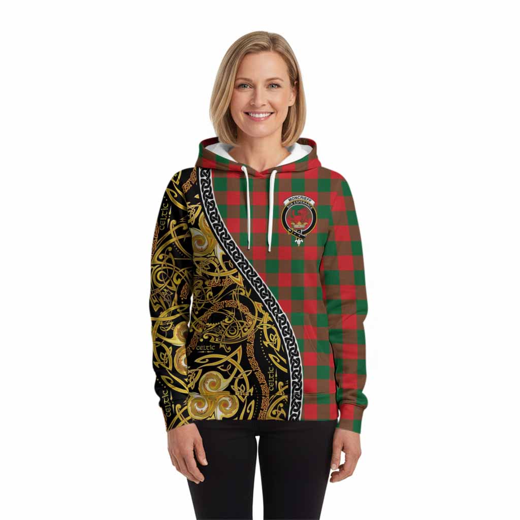 Moncrieff (Moncreiffe) Tartan Crest Hoodie Celtic Knot and Triple Trickle Spiral Symbols