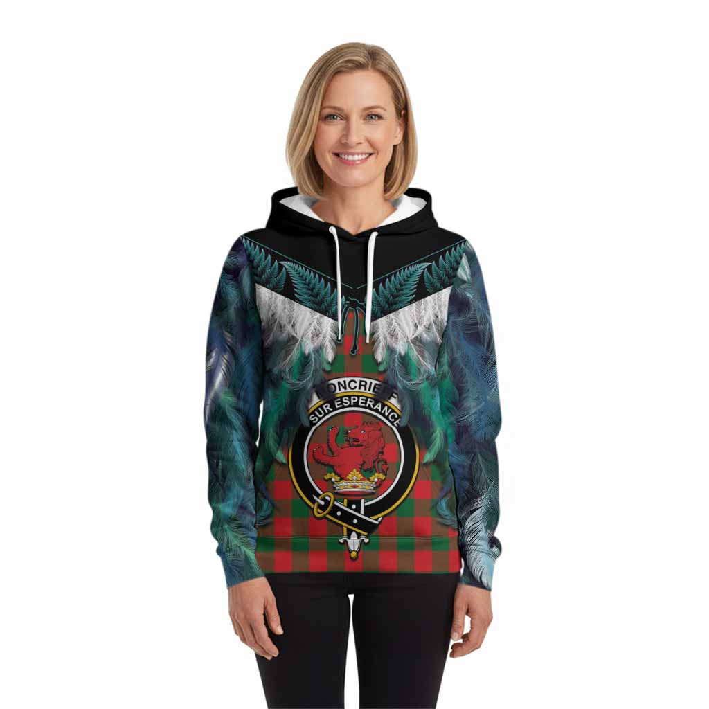 Moncrieff (Moncreiffe) Tartan Crest Hoodie New Zealand Maori Korowai Cloak
