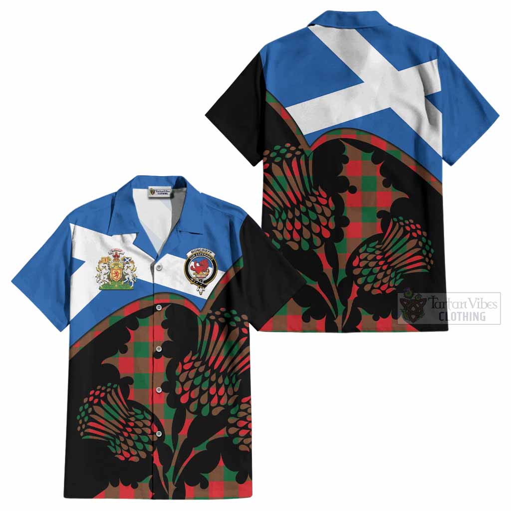 Moncrieff (Moncreiffe) Tartan Family Crest Cotton Hawaiian Shirt Scotland Thistle Floral Flag Style