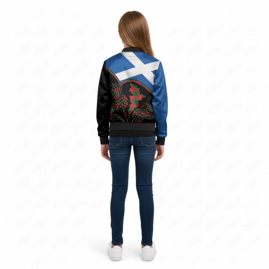 Moncrieff (Moncreiffe) Tartan Family Crest Kid Bomber Jacket Scotland Thistle Floral Flag Style