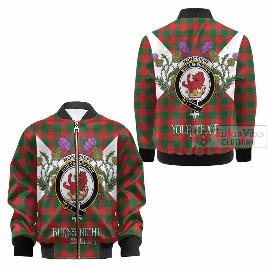 Moncrieff (Moncreiffe) Tartan Family Crest Kid Bomber Jacket Scottish Burns Night Thistle Floral