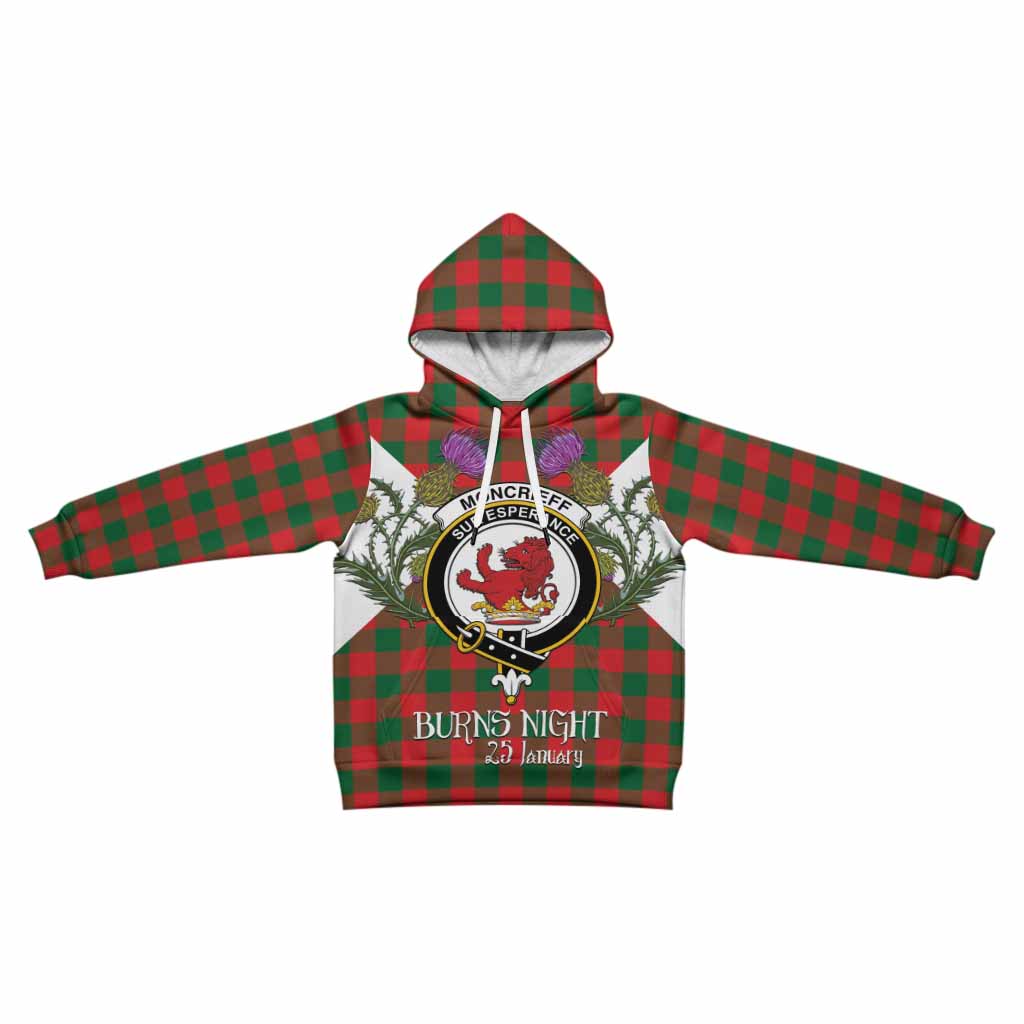 Moncrieff (Moncreiffe) Tartan Family Crest Kid Hoodie Scottish Burns Night Thistle Floral
