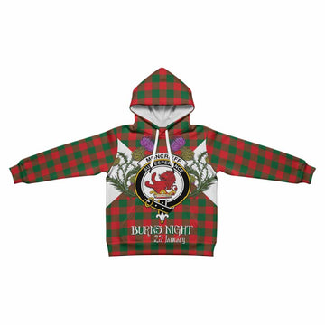 Moncrieff (Moncreiffe) Tartan Family Crest Kid Hoodie Scottish Burns Night Thistle Floral