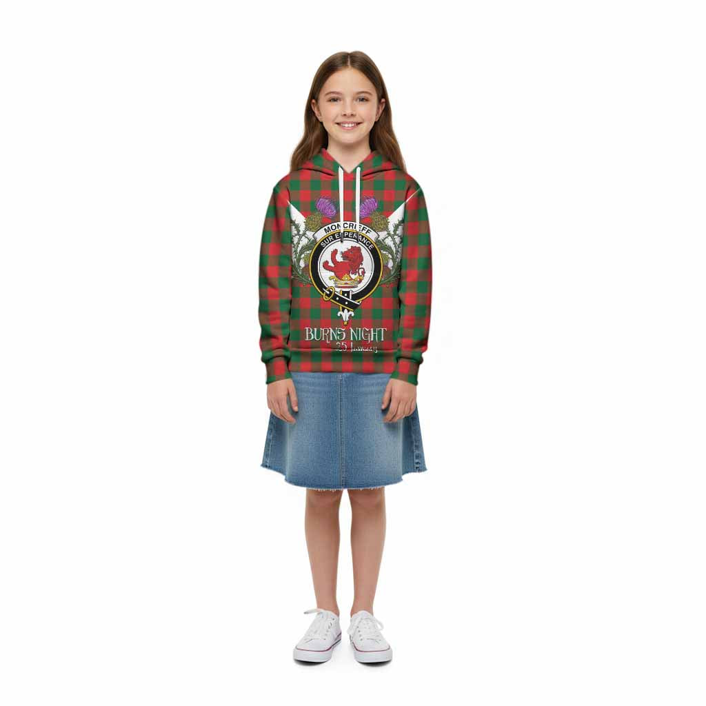 Moncrieff (Moncreiffe) Tartan Family Crest Kid Hoodie Scottish Burns Night Thistle Floral